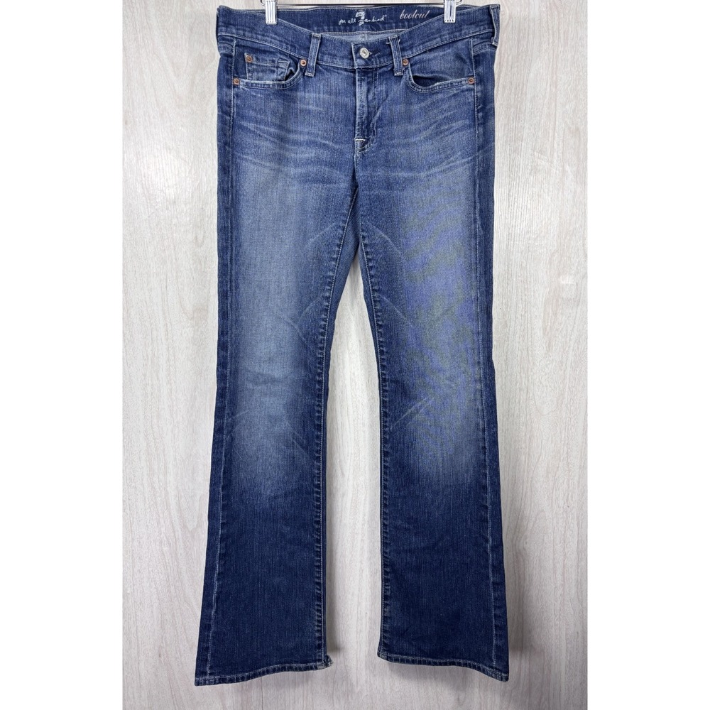 7 For All Mankind Bootcut‎ Jeans Women's 31x33 Low Rise Flare Y2K Stretch Denim - Picture 2 of 11